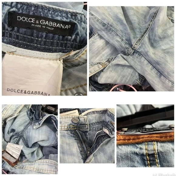Dolce & Gabbana Vintage Half Pants Cargo Crop Jeans Chambray Acid Wash Size 27